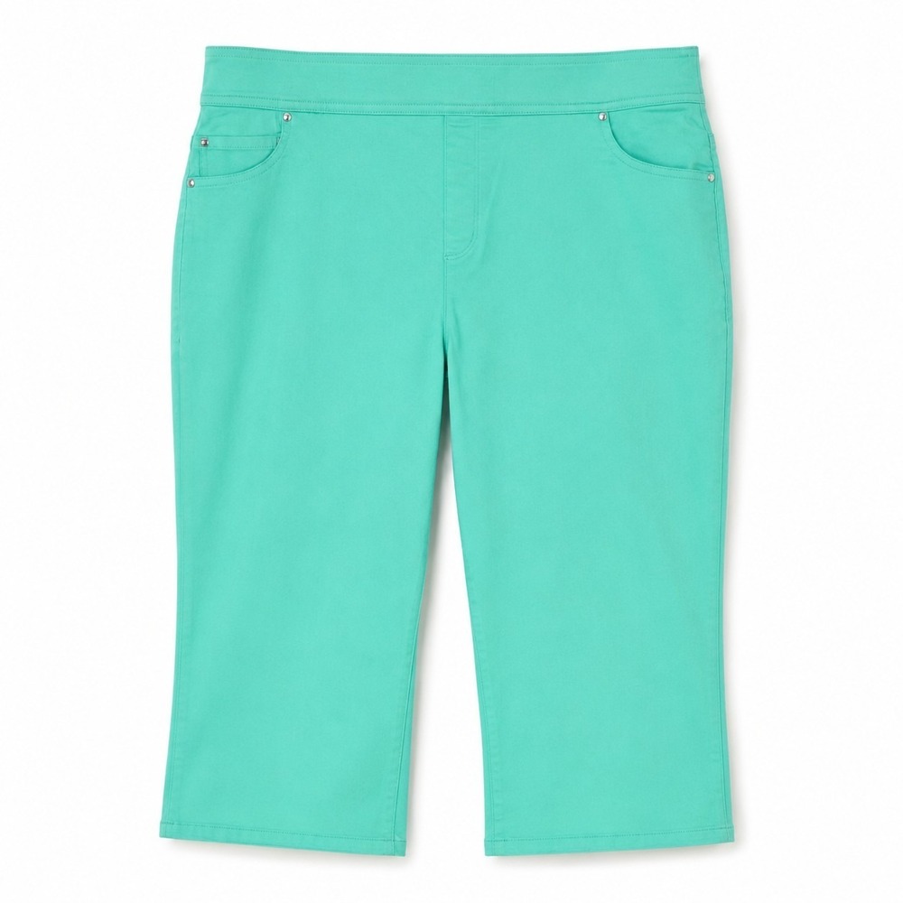 Kim Rogers Capri Pants Women's‎ 14 Teal Green Pull On Stretch Pockets Casual...